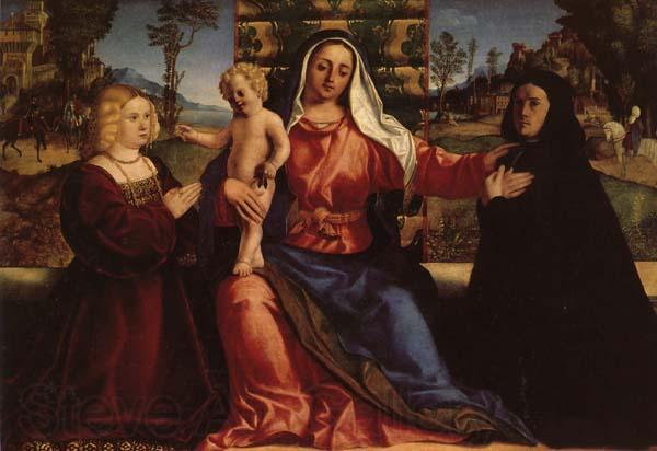 Palma Vecchio Madonna and Child with Commissioners Norge oil painting art